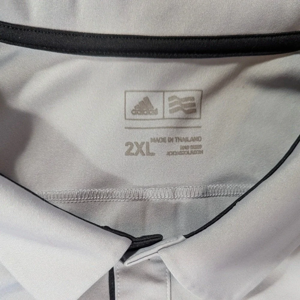 Adidas Polo‎ Shirt Mens 2XL Gray Performance Golf Short Sleeve Preppy